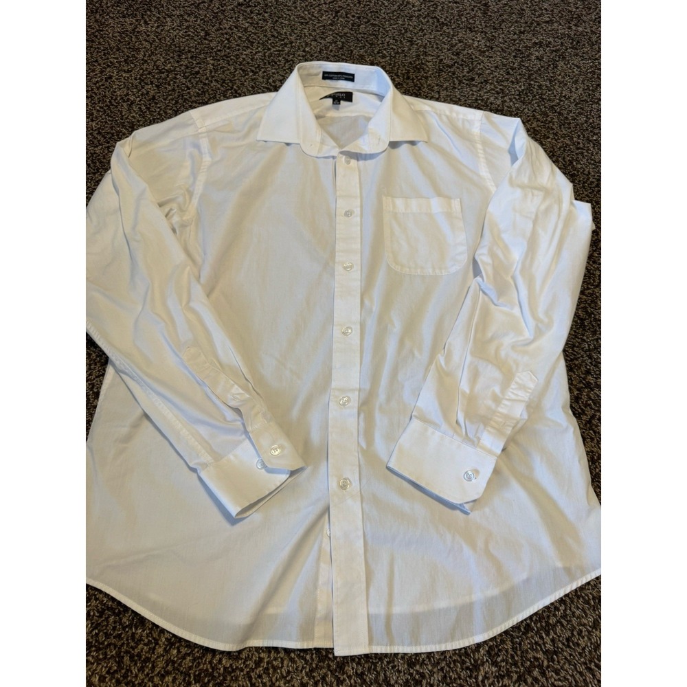 White Angelo Rossi cotton & polyester button-up shirt in a 17 36-37